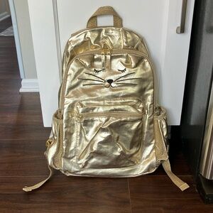 Pottery Barn Kids - Metallic Gold Cat Backpack- Never used!
